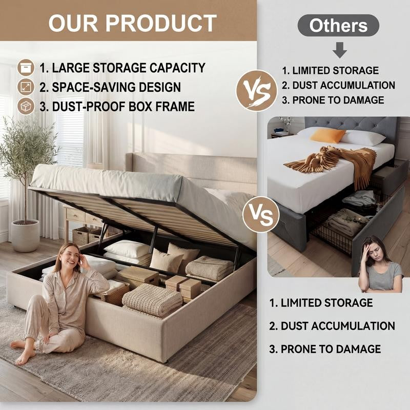 Lift-Up Storage Bed Frame