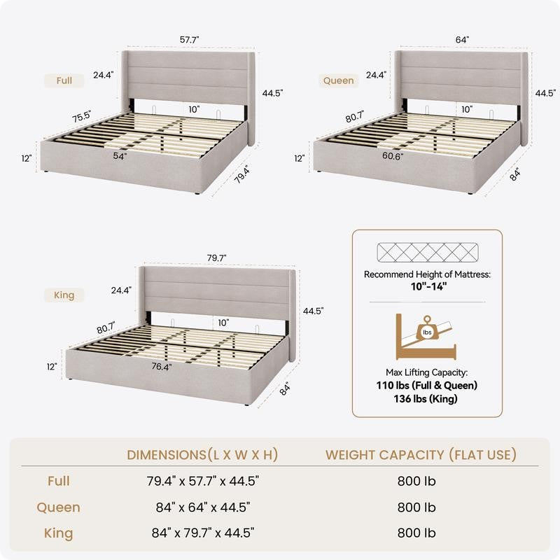 Lift-Up Storage Bed Frame